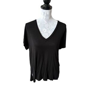 Joah Brown Womens V Neck Tshirt Top Black Modal Spandex M/Large